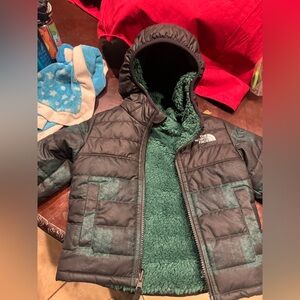 The North Face Black and Dark Green Hooded Jacket